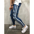 MOQ1 2021 Custom Logo Skinny Ripped Stacked Denim Pants Men Stylish Casual Trousers Hollow Out Straight Cotton Men's Jeans